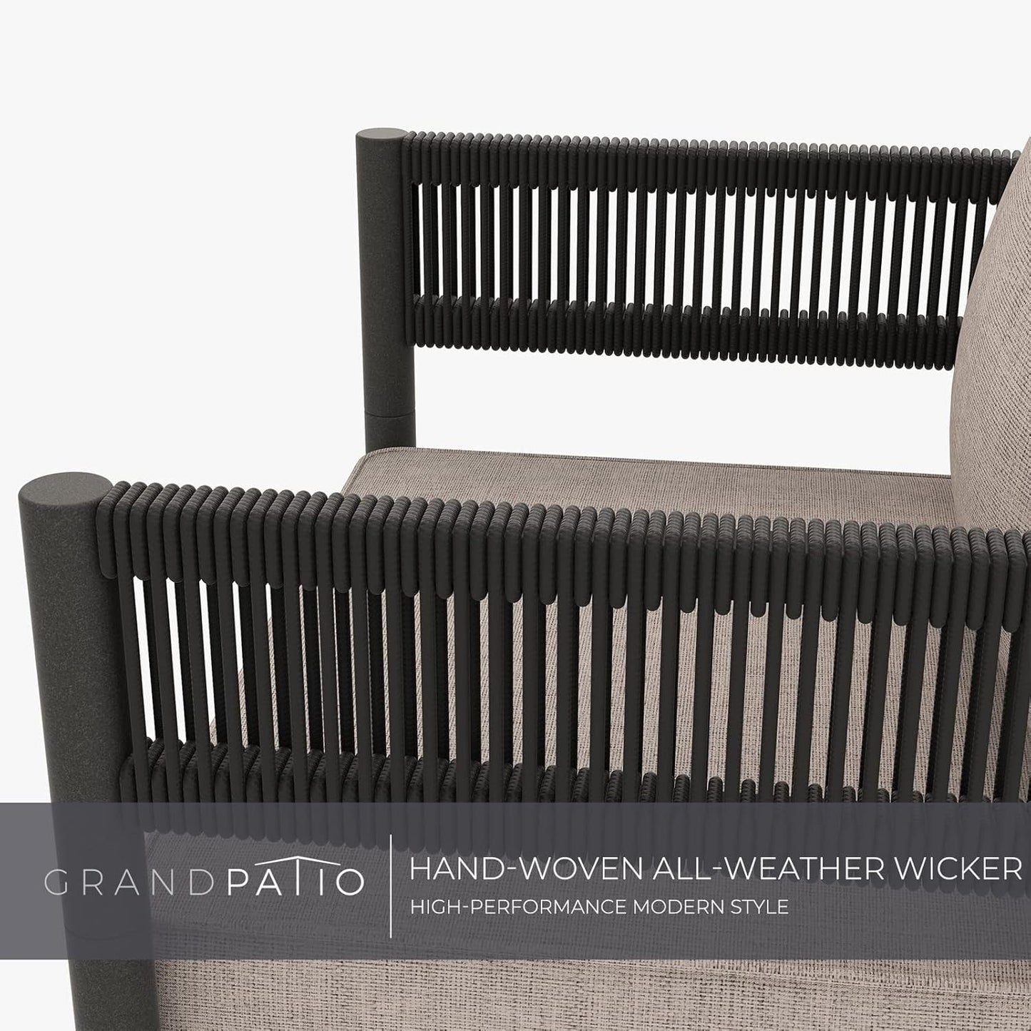 4-Piece Outdoor Conversation Set with 2 Single Chairs and 2 Patio Coffee Tables, Wicker Furniture Set-3