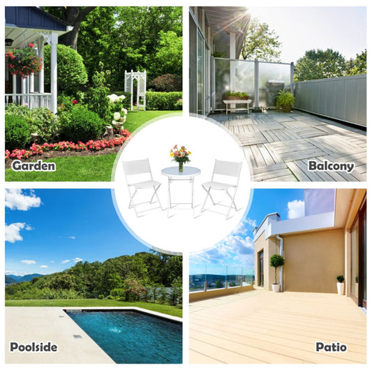 3 Pieces Patio Folding Bistro Set for Balcony or Outdoor Space-1