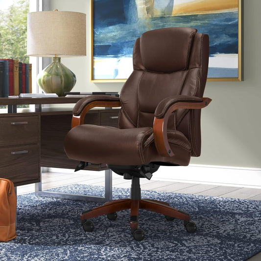 Delano Big & Tall Executive Office Chair, High Back Ergonomic Lumbar Support, Bonded Leather, Brown-1