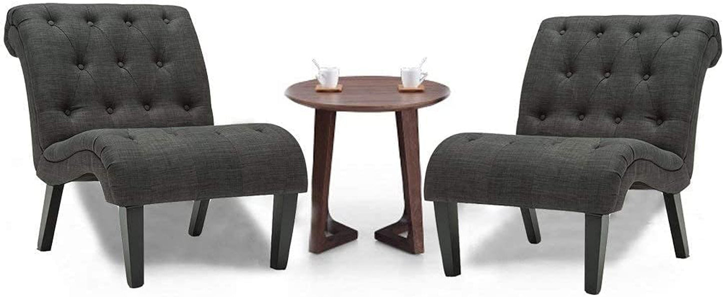 Set of 2 Button Tufted Slipper Chairs-1