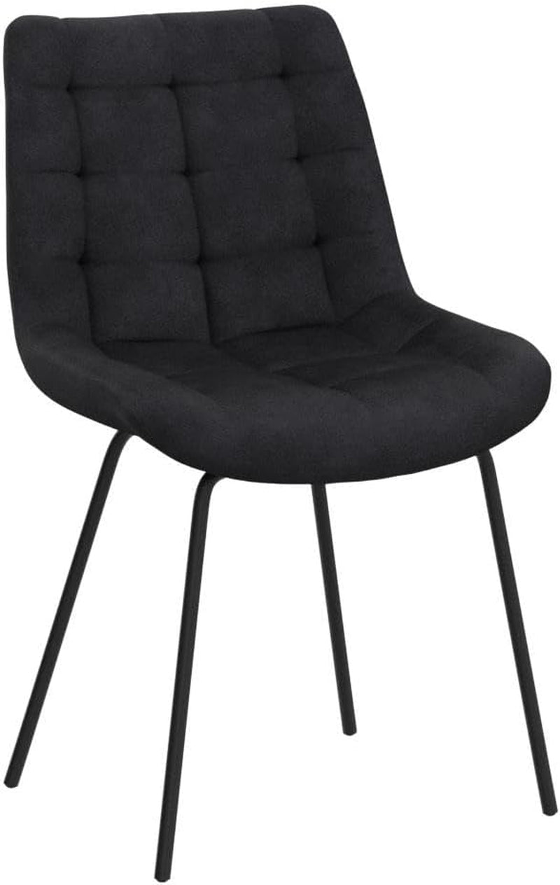 Velvet Dining Chairs, Upholstered Reception Chairs, Tufted Accent Chair with Metal Legs for Home Kitchen, Living Room, Set of 2, Black-3