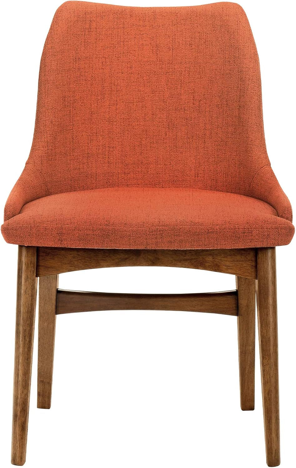 Azalea Orange Fabric and Walnut Wood Dining Side Chairs - Set of 2-3