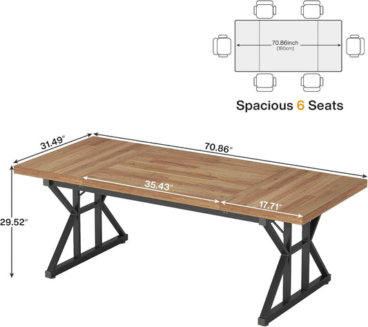 70.8-Inch Executive Desk, Large Computer Office Desk Workstation, Modern Simple Style Laptop Desk Study Writing Table Business Furniture for Home Office (Light Brown, 70.8 Inch)-1