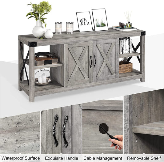Farmhouse Grey TV Stand for 50-65 Inch Tvs-1