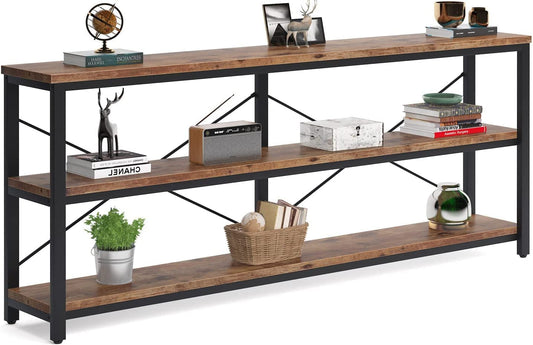 Long Narrow Sofa Table with Storage Shelves-1