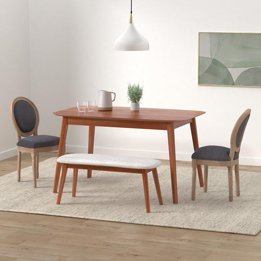 French Vintage Chairs Set of 4, Farmhouse Dining Chairs with Solid Wood Frame and Tufted Fabric,Rubber Wood French Decor for Dining Room,Living Room, Kitchen,Restaurant-1