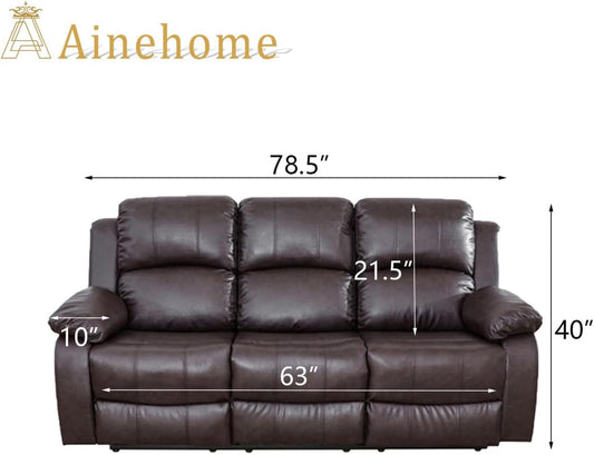 Living Room Furniture Set Leather Recliner Sofa Set Loveseat Chair Furniture Sofa Set for Living Room/Small Space/Rv/House/Office/Theater Seating (A-Brown Leather, Sofa(3Seater))-1