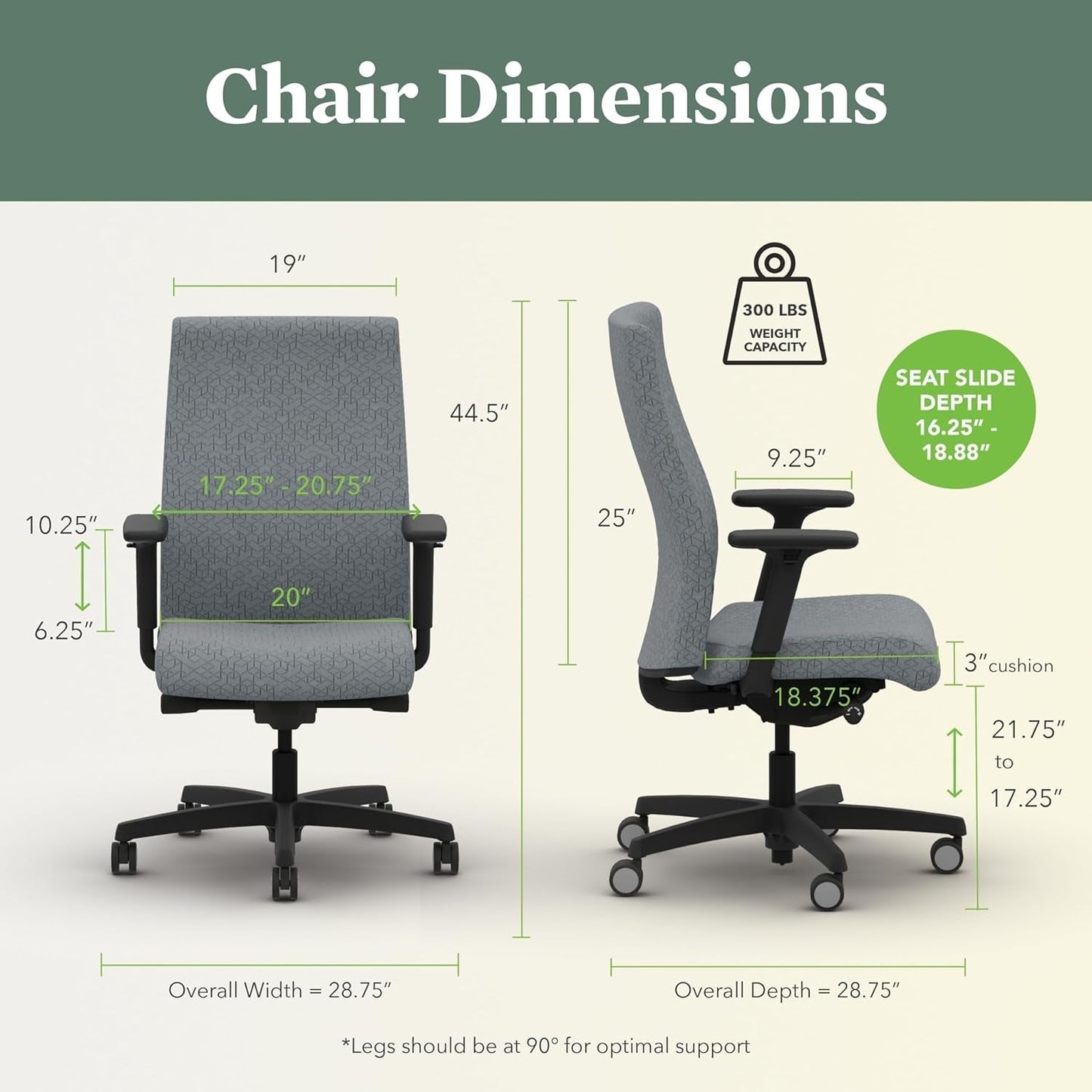 Ignition 2.0 Fabric Office Chair - Upholstered Desk Chair with Wheels and Arms Adjustable Office Chair - Synchro-Tilt Recline Executive Ergonomic Office Chair Computer, Home, Gaming - Grey-1