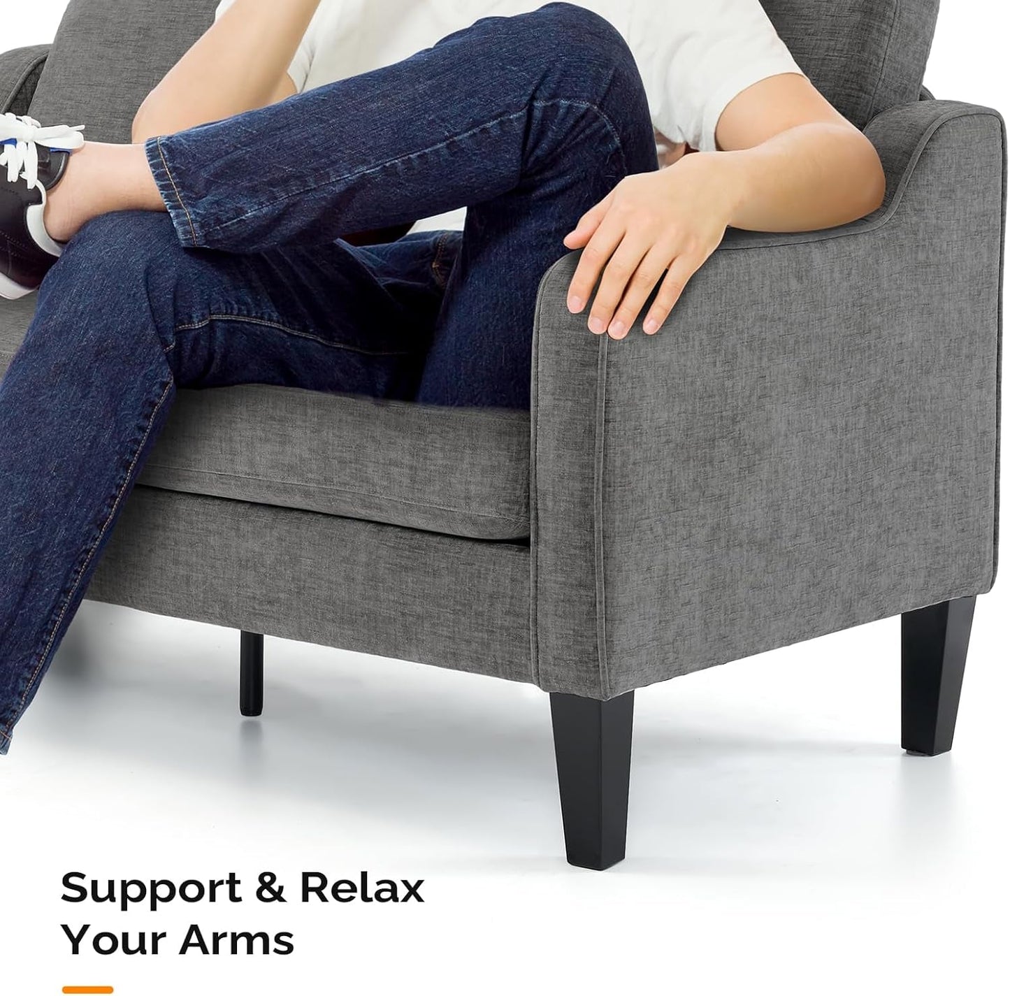 Loveseat Sofa Set for Living Room, Mid-Century Modern Couch and Love Seat Set,53" Loveseat+71" Small Couch for Bedroom Sofa Furniture for Small Spaces Apartment (Light Grey)-4