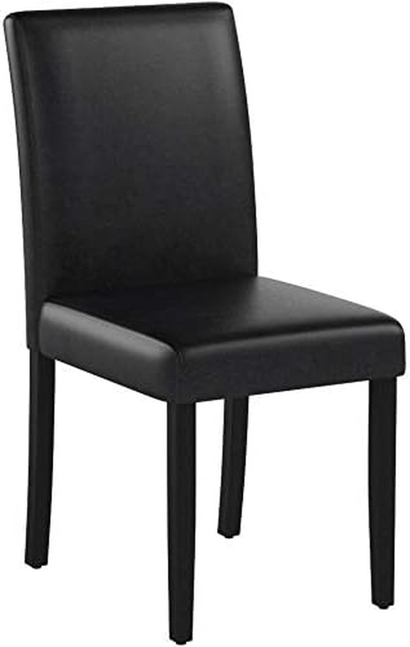 Dining Chairs Set of 4,Dining Room Chairs,Side PU Cushion Chairs with Waterproof Surface and Wood Legs,For Kitchen Restaurant and Living Room,Leather Black-4