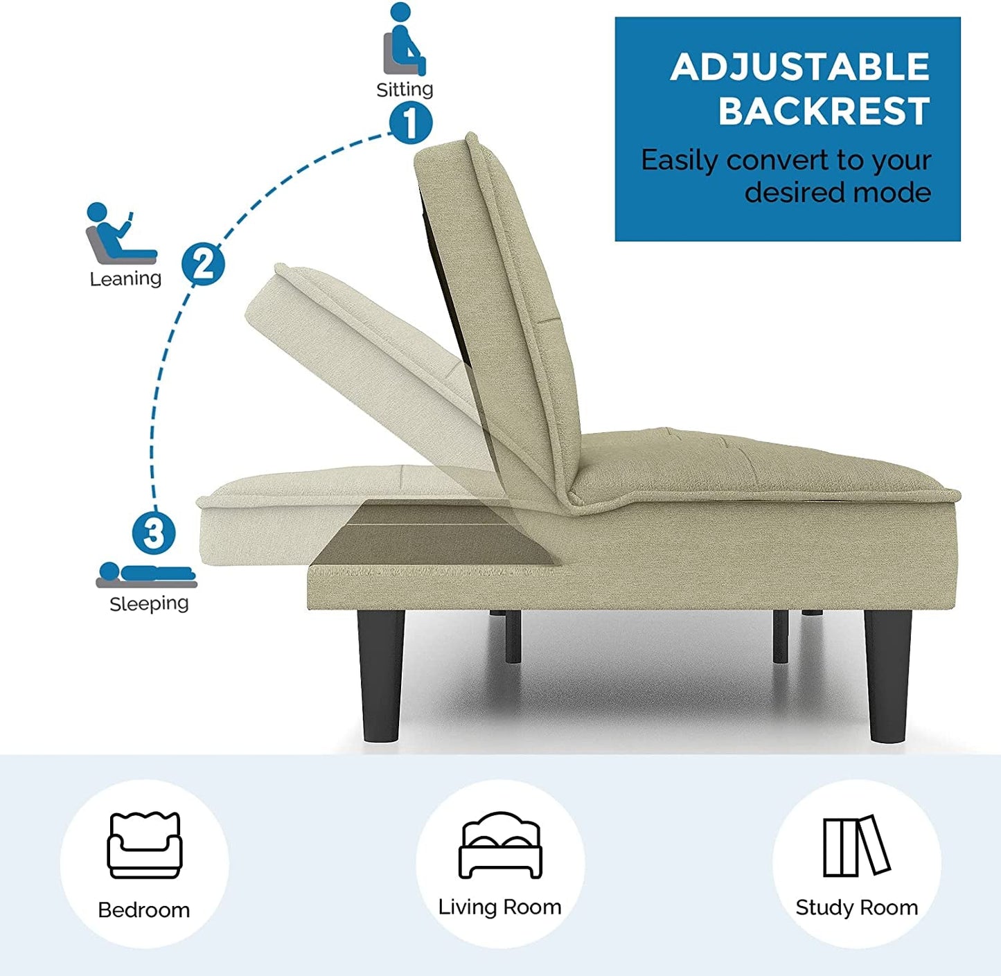 Sage Green Futon Sofa Bed for Small Spaces-3