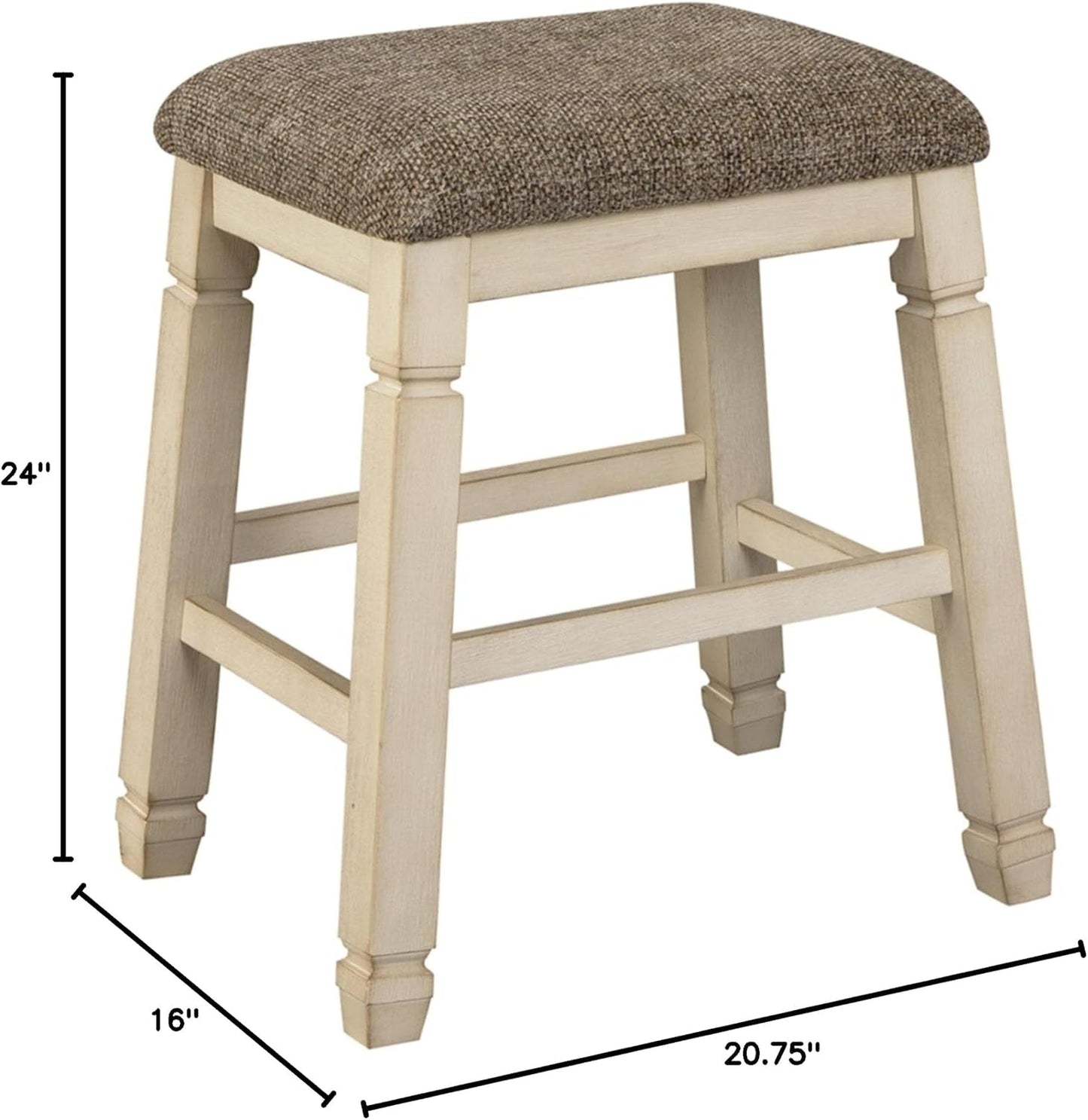 Bolanburg Farmhouse 24" Counter Height Upholstered Barstool, 2 Count, Whitewash-2