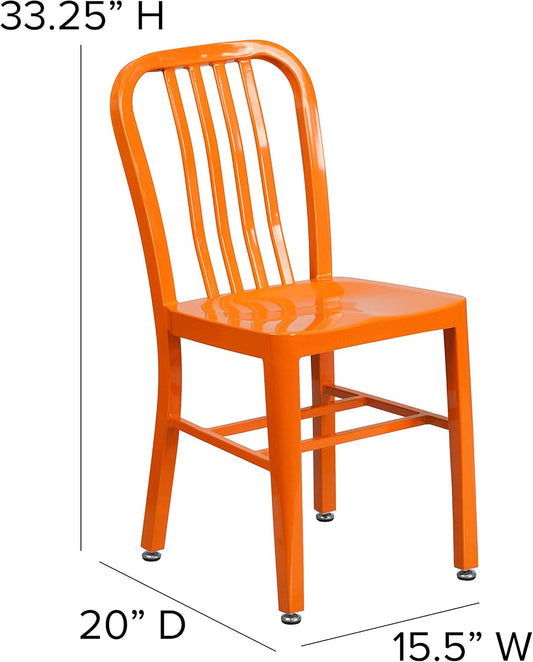 Gael Commercial Grade 2 Pack Orange Metal Indoor-Outdoor Chair-1