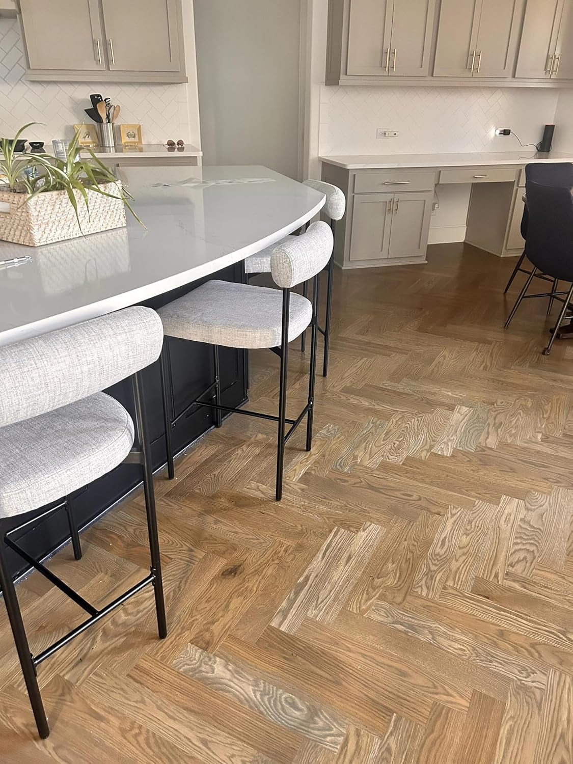 Dahlia Counter Height Chair, Modern Barstool with Back, Mid-Century Metal Legs and Padded Cushion for Kitchen, Island and Bars, Light Grey/Black-4