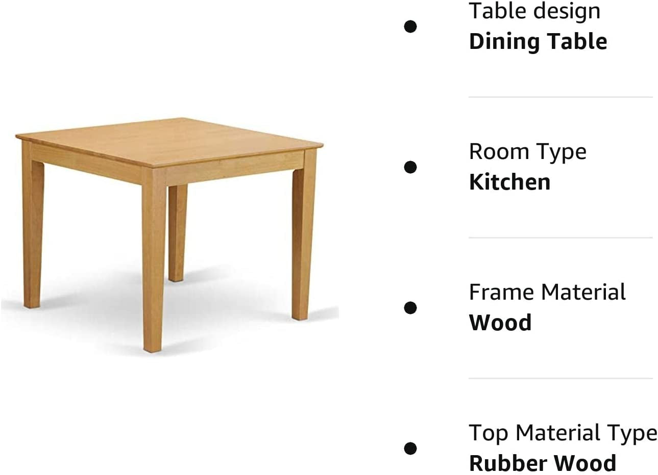 Modern Square Oak Dining Table, 36 X 30-3