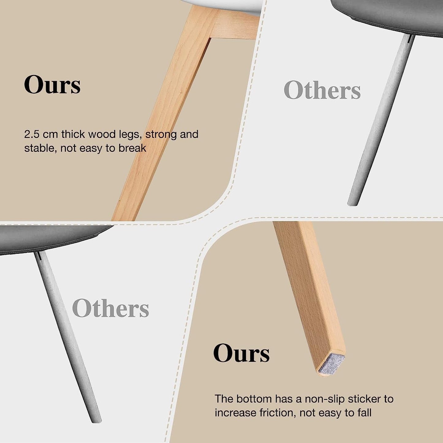 Mid-Century Modern PU Leather Dining Chairs, Set of 4-4