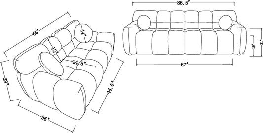2 Pieces Marshmallow Boucle Upholstered Living Room Furniture Sets Included 2+3 Deep Seat Tufted Loveseat Bubble Sofa Cloud Couch with 4 Pillows for Apartment Office-1
