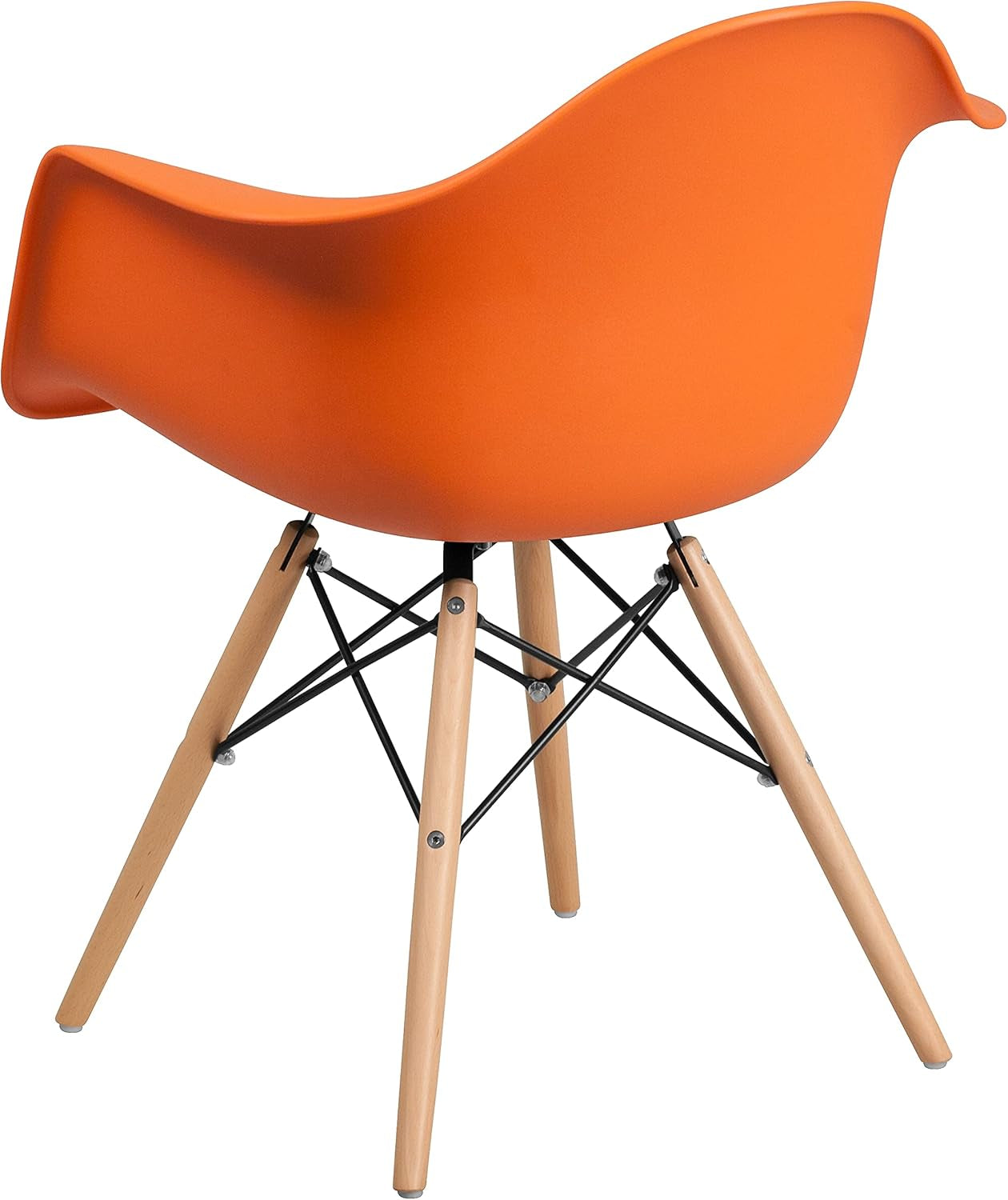 Alonza Series Orange Plastic Chair with Wooden Legs-4