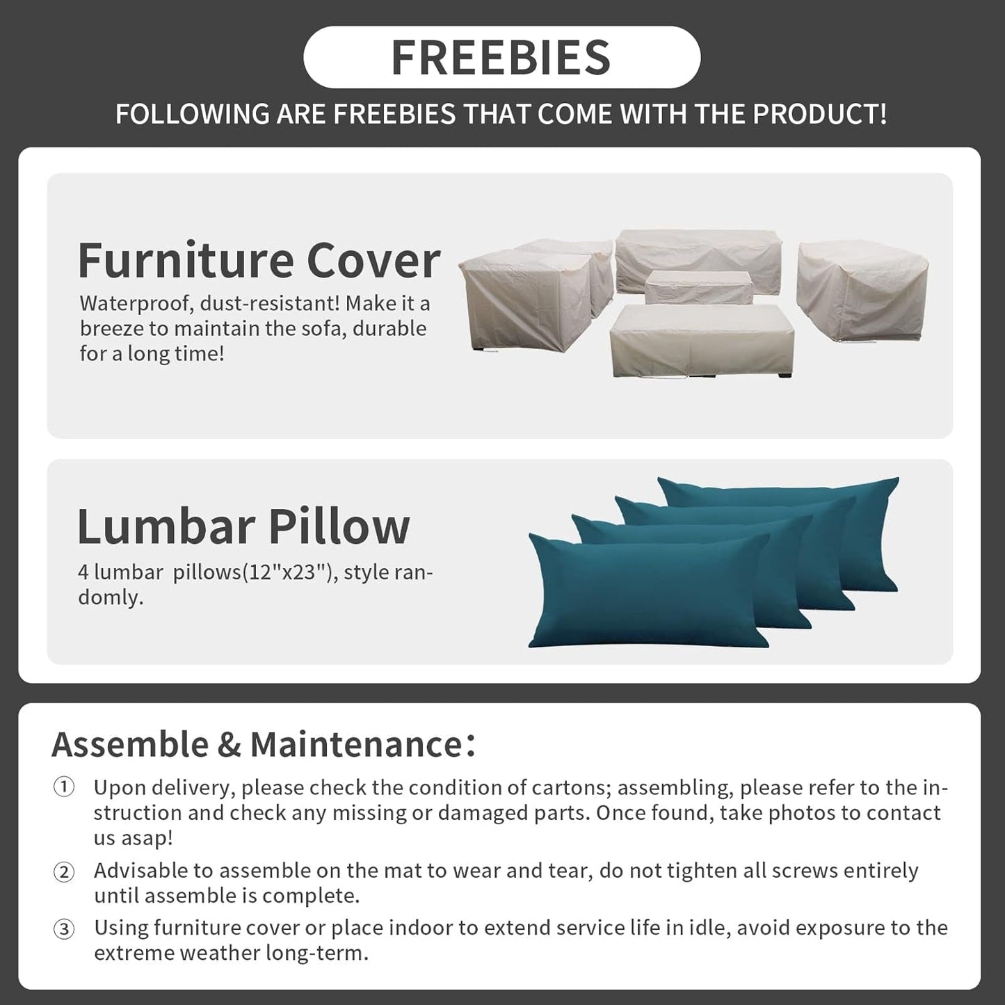 Patio Furniture Set 7 Pieces Couch Outdoor Chairs Coffee Table Peacock Blue Anti-Slip Cushions and Waterproof Covers-4