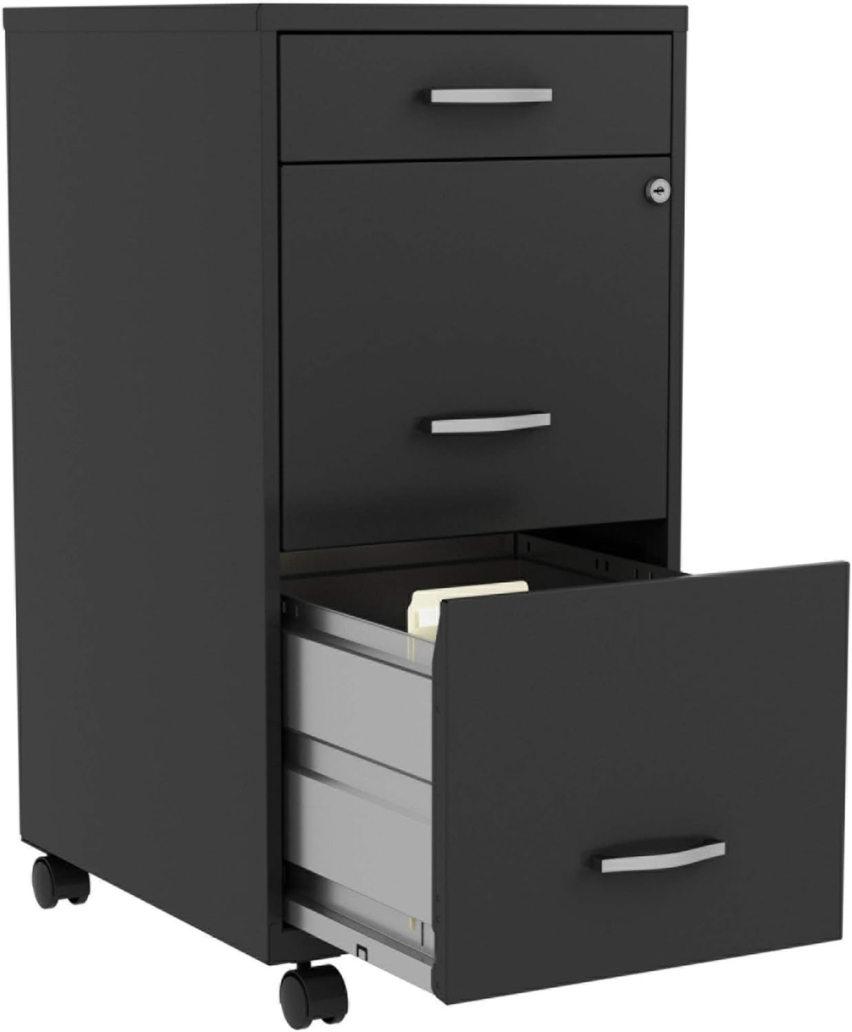 LYS SOHO Box/File/File 3-Drawer Mobile File Cabinet, Black-2