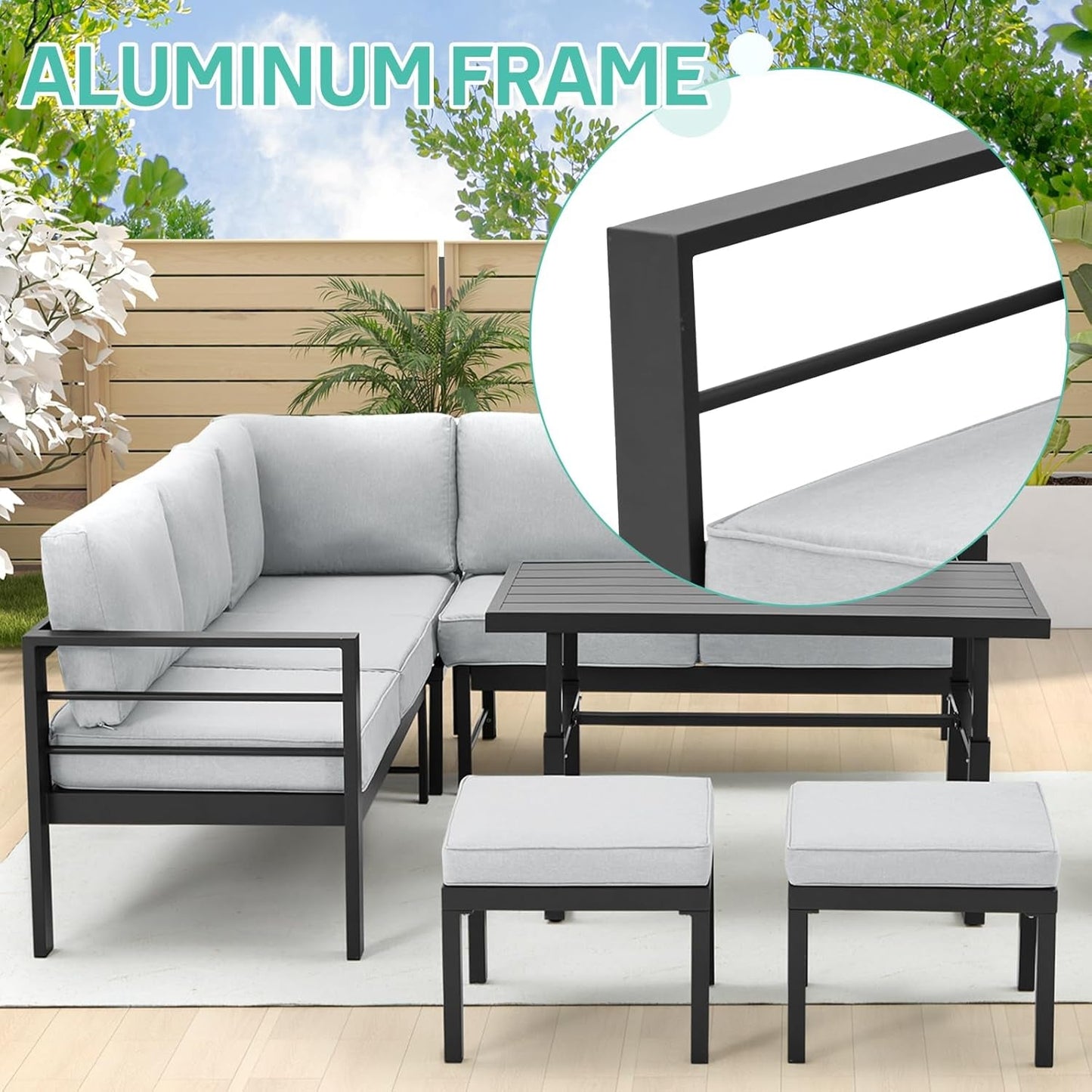 All Weather Aluminum Frame 7 Pieces Patio Set-4