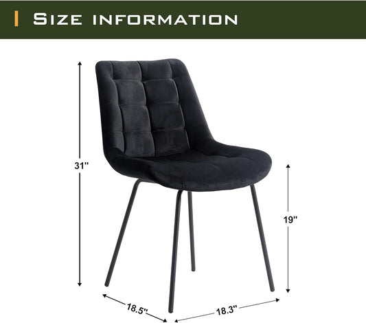 Velvet Dining Chairs, Upholstered Reception Chairs, Tufted Accent Chair with Metal Legs for Home Kitchen, Living Room, Set of 2, Black-1