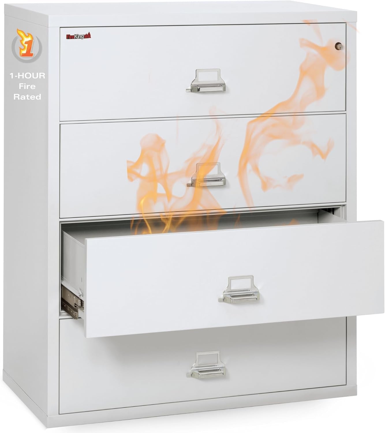 White 4 Drawer Fire Safe Lateral File-0