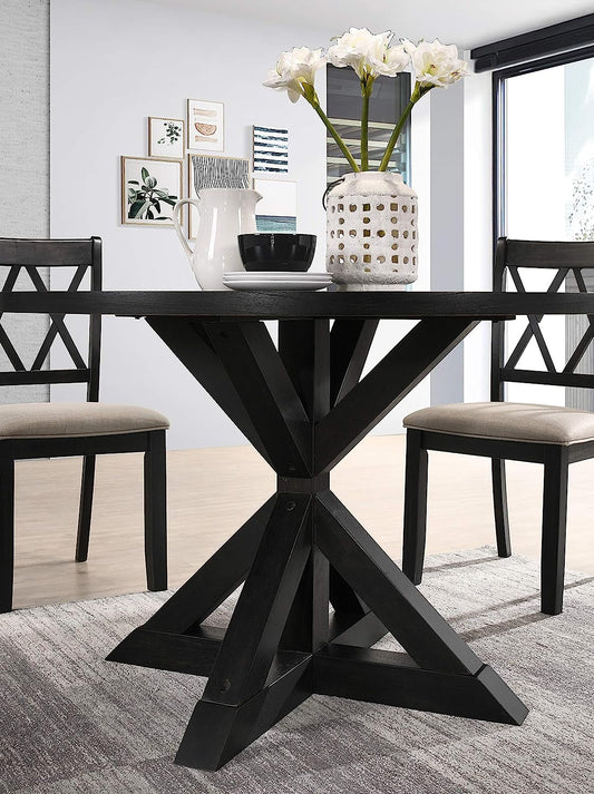 Black Windvale Cross-Buck Base Dining Table-1