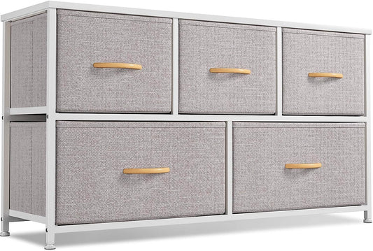 Light Grey 5-Drawer Dresser Tower Unit, Small Size-1