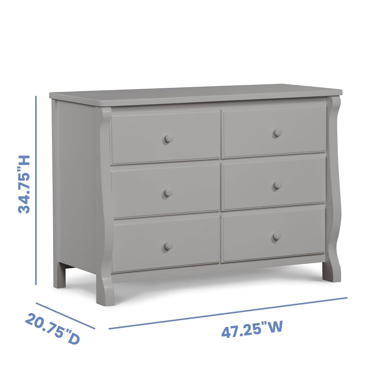 Universal 6 Drawer Dresser with Interlocking Drawers - Greenguard Gold Certified, Grey-2