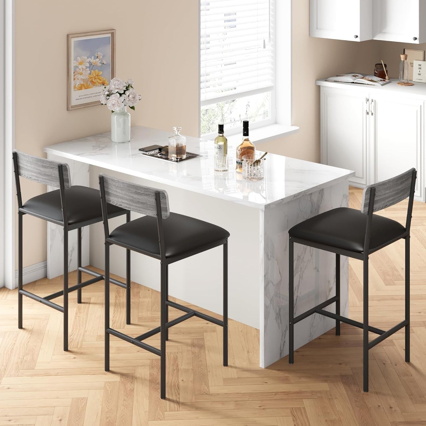 Rustic Gray Upholstered Counter Height Bar Stools (2)-3
