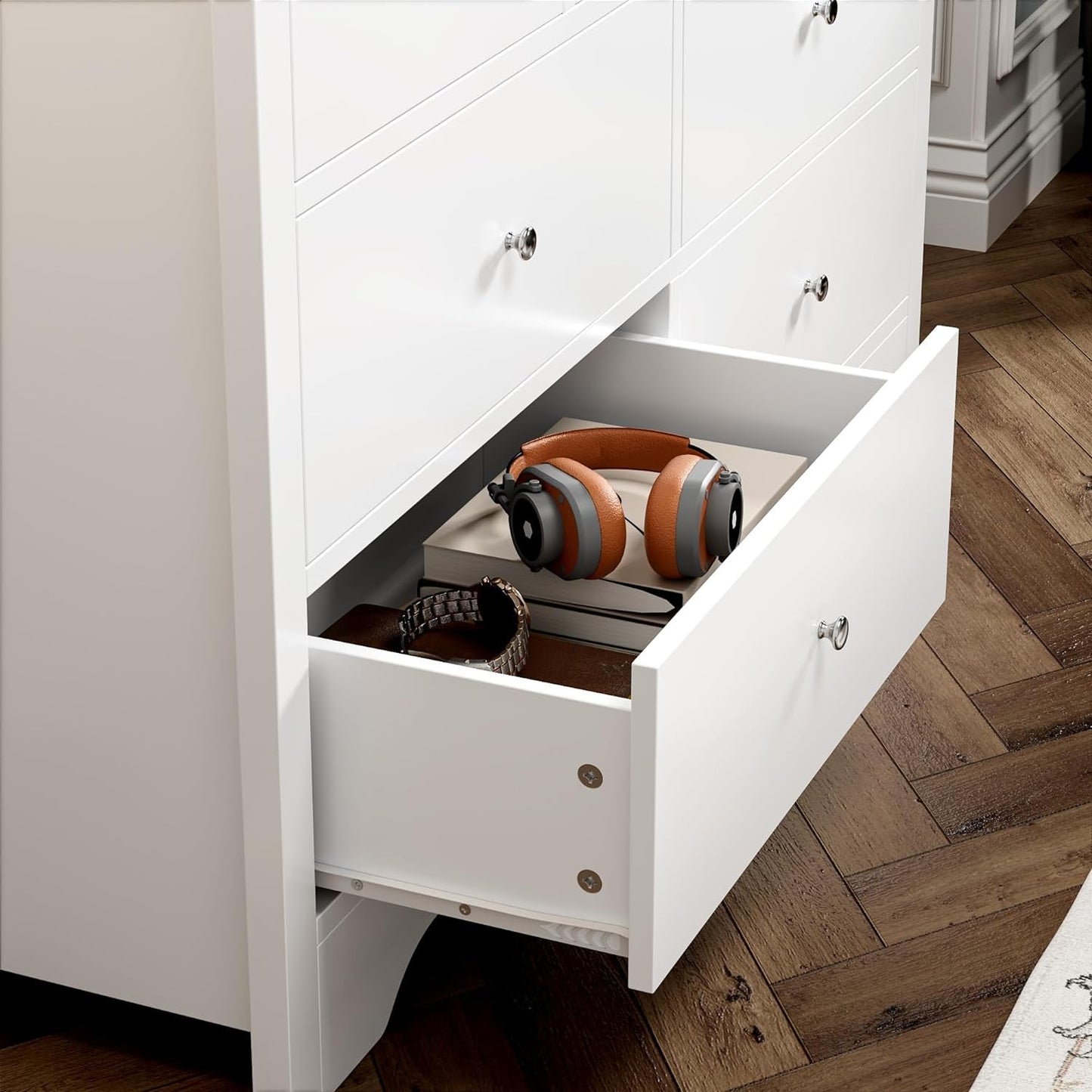 White Dresser with 7 Deep Drawers-4