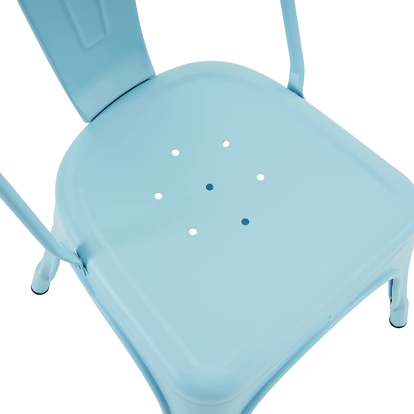 Set of 4 Metal Dining Chairs, Farmhouse Tolix Style, Indoor/Outdoor, Blue-4