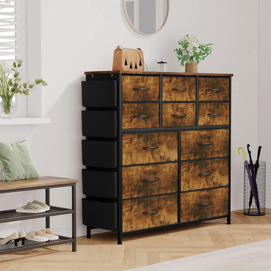 Rustic Brown Dresser with 12 Drawers-1