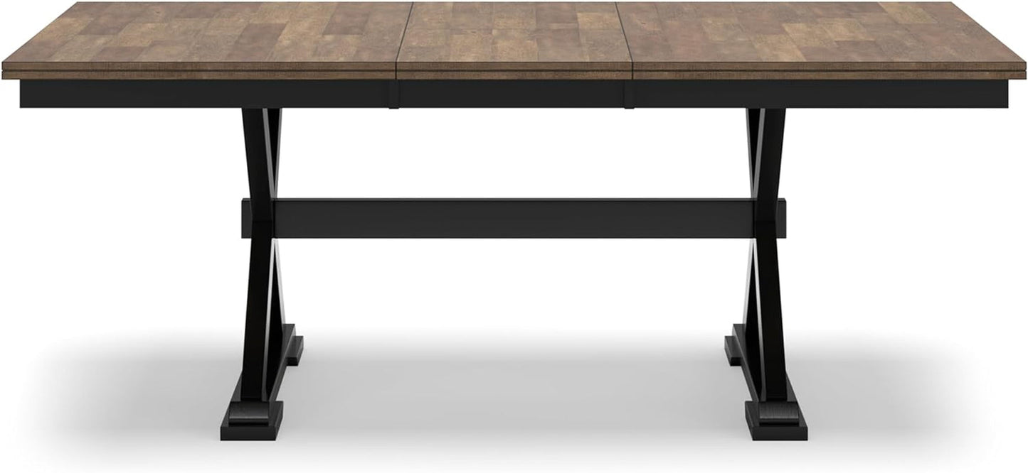 Wildenauer Farmhouse Dining Extension Table with Self-Storing Butterfly Leaf for 6-8 People, Black & Dark Brown-4