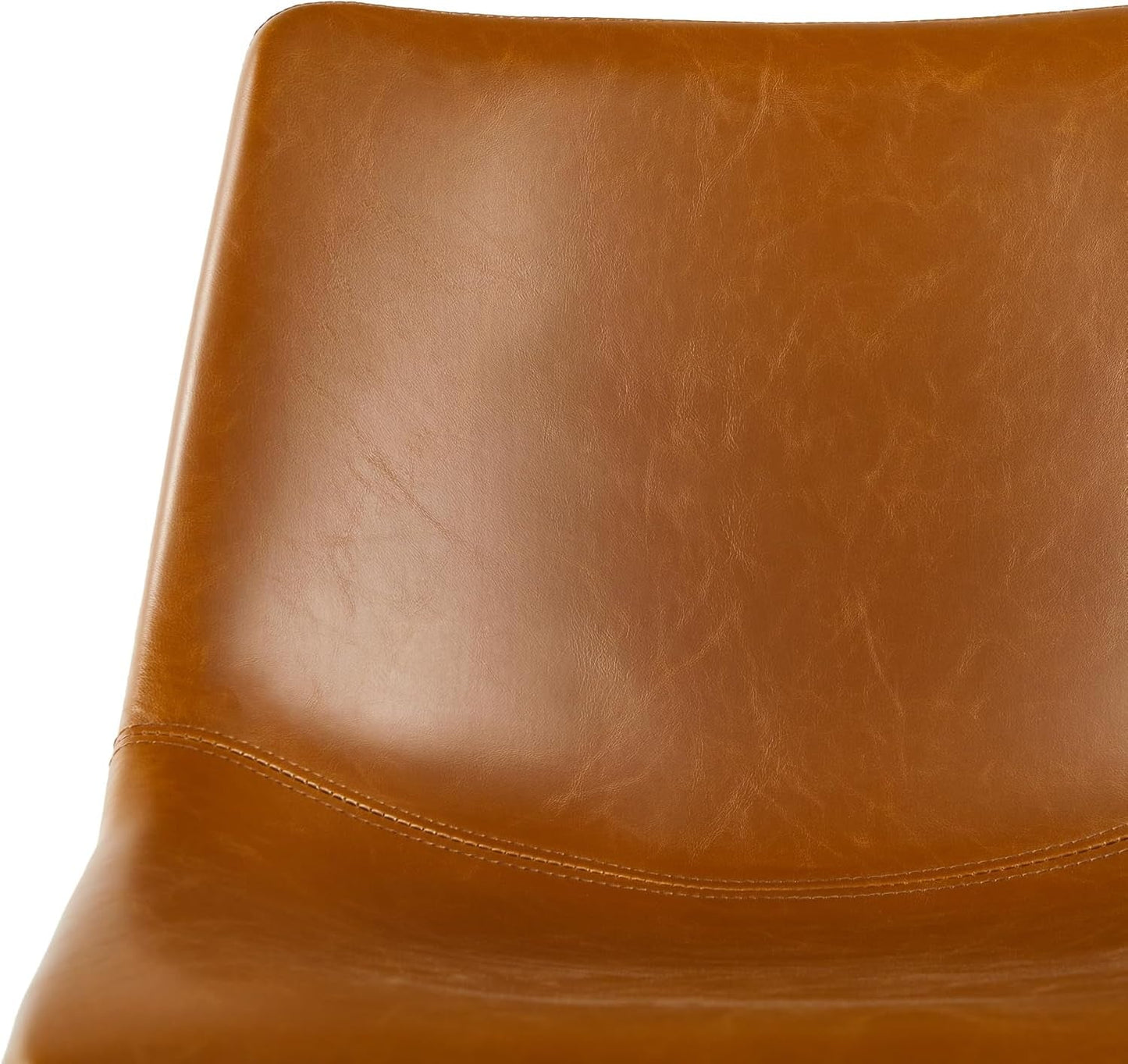 Modern Upholstered Faux Leather Armless Counter Stools with Powder-Coated Steel Base, Set of 2, Whiskey Brown-4