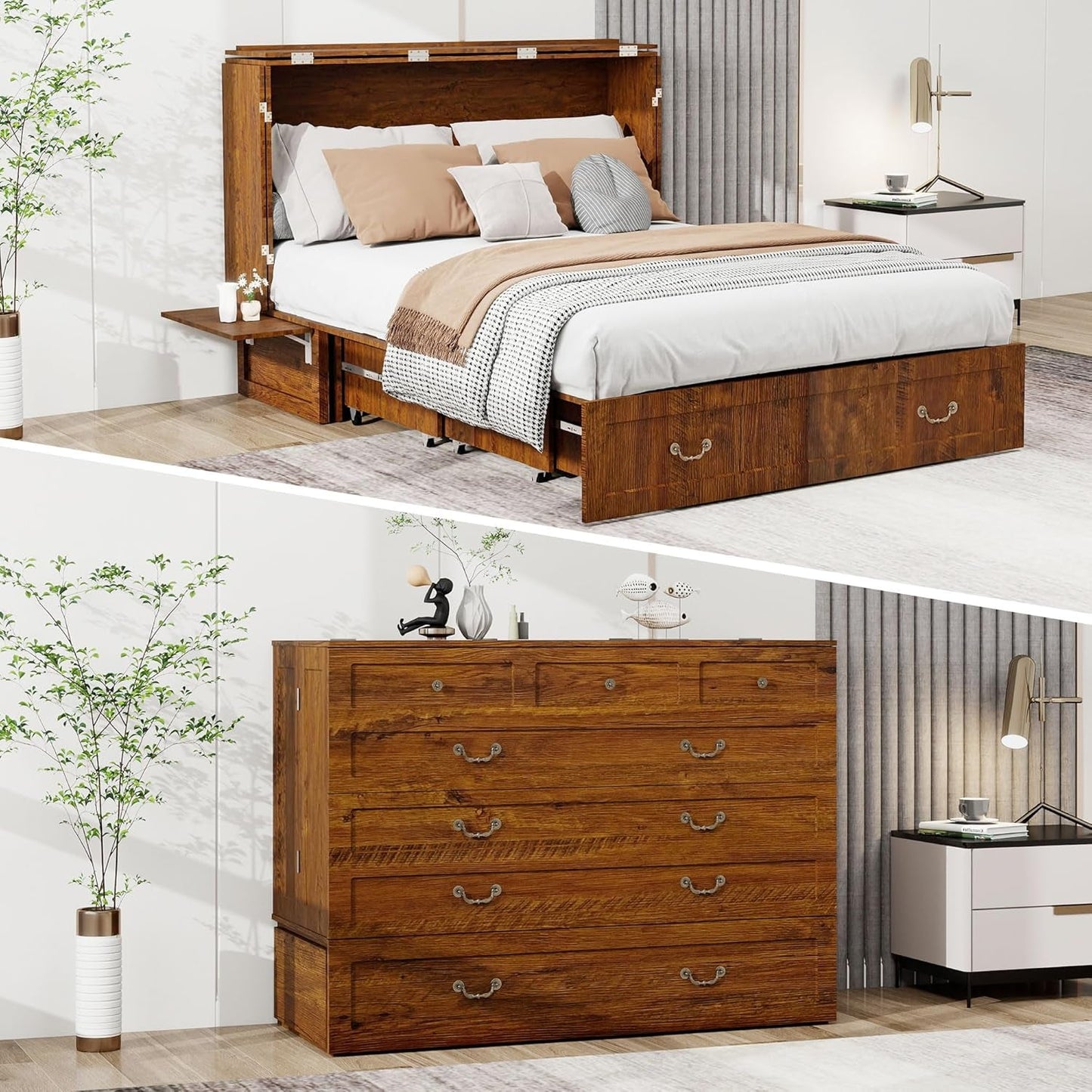 Queen Murphy Bed Cabinet with Charging Station Design-7