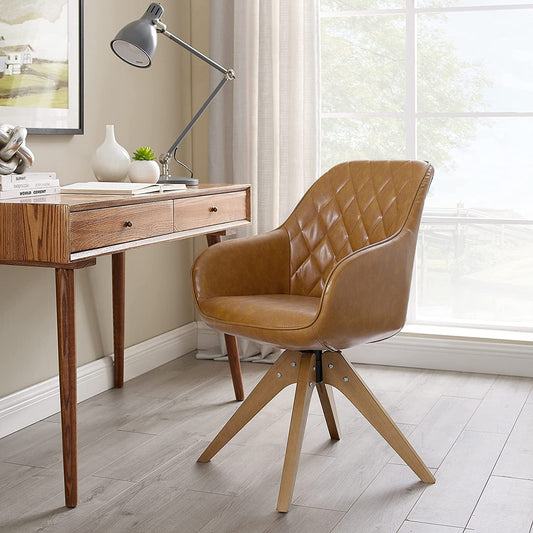 Beech Wood Swivel Chair for Small Spaces-1