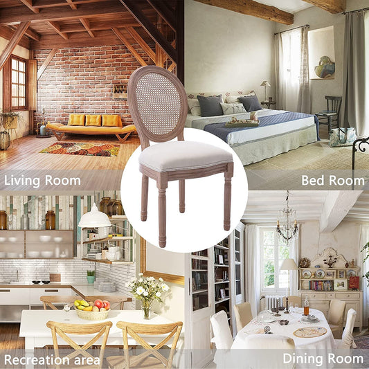 Rattan French Country Dining Chairs Set of 4-1