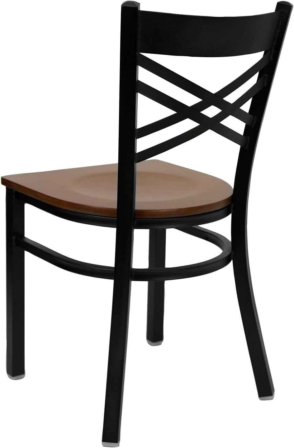 2 Pk. HERCULES Series Black ''X'' Back Metal Restaurant Chair - Cherry Wood Seat-4