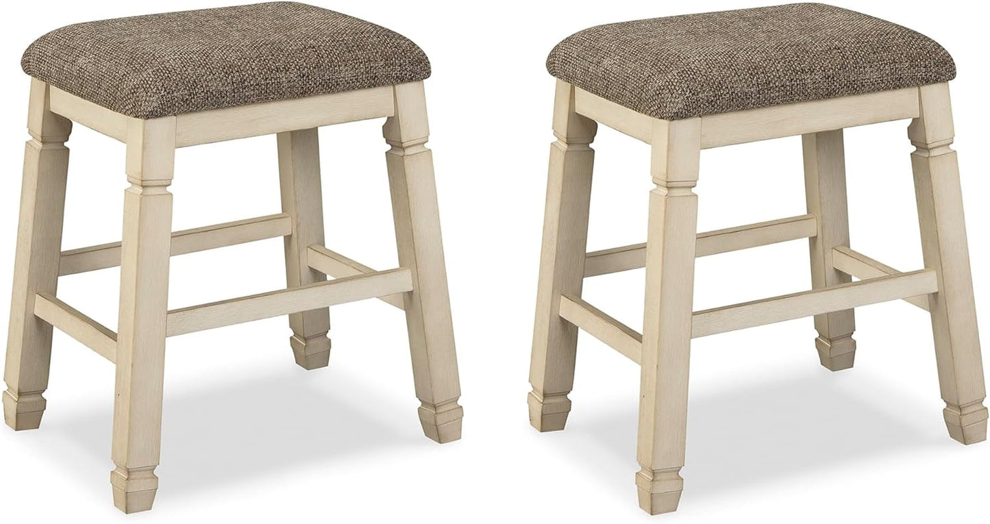 Bolanburg Farmhouse 24" Counter Height Upholstered Barstool, 2 Count, Whitewash-0