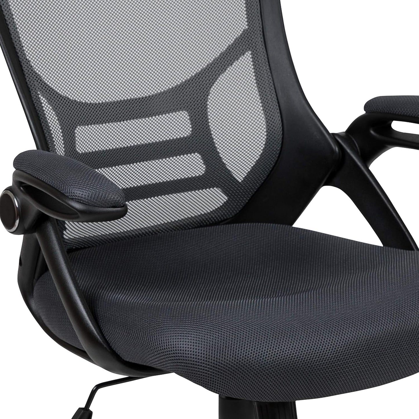 Porter High-Back Swivel Office Chair with Adjustable Lumbar Support and Seat Height, Ergonomic Mesh Desk Chair with Flip-Up Armrests, Black-1