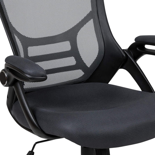 Porter High-Back Swivel Office Chair with Adjustable Lumbar Support and Seat Height, Ergonomic Mesh Desk Chair with Flip-Up Armrests, Black-1