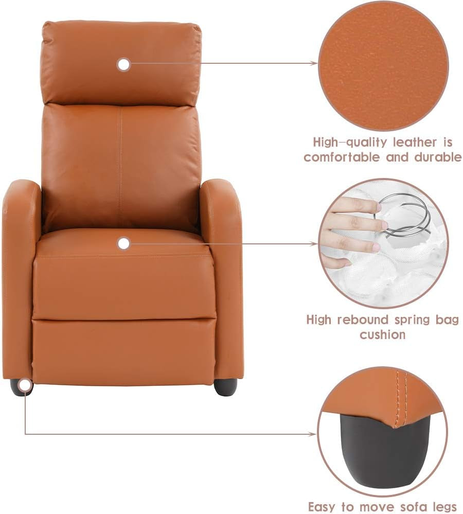Recliner Chair for Living Room Reading Chair Home Theater Seating Reclining Chair Recliner Sofa Winback Chair Single Sofa Modern Easy Lounge with PU Leather Padded Seat Backrest-4