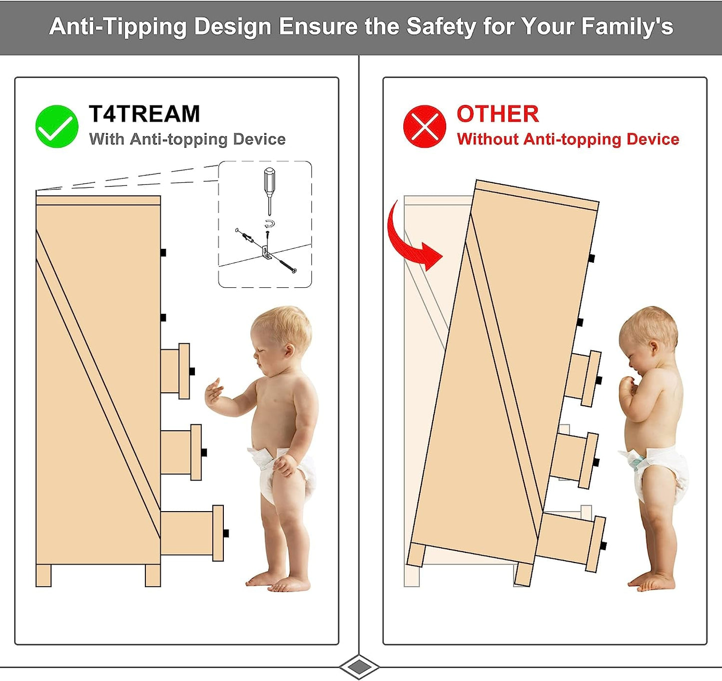 Rustic Oak Tall Dresser with 5 Drawers-1