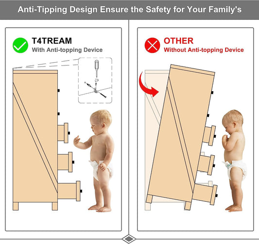 Rustic Oak Tall Dresser with 5 Drawers-1