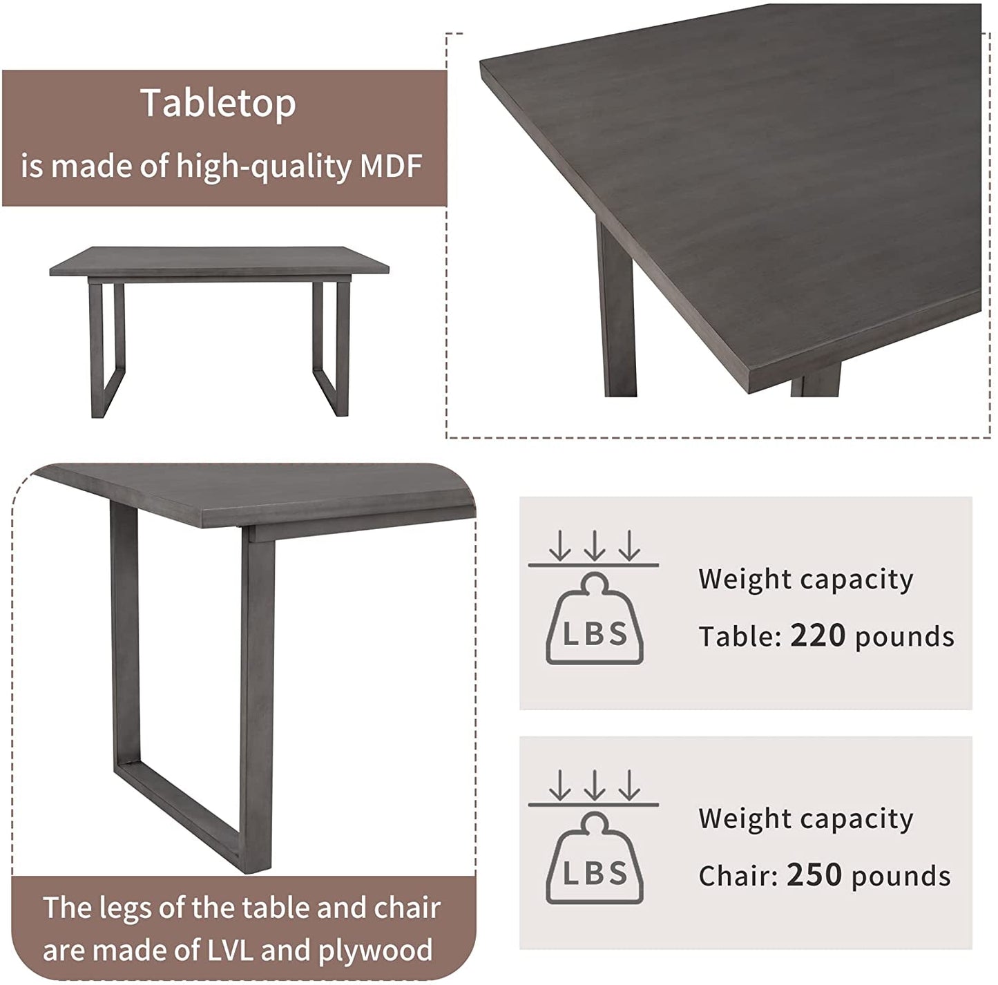 6-Piece Rustic Wood Dining Set-4