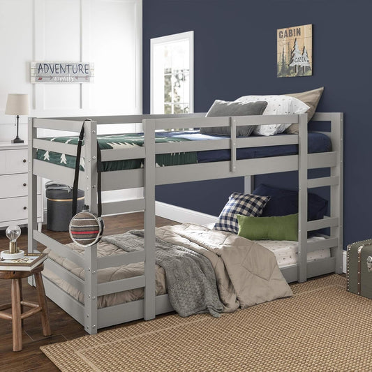 Alexander Classic Solid Wood Stackable Jr Twin over Twin Bunk Bed, Twin over Twin, Grey-1