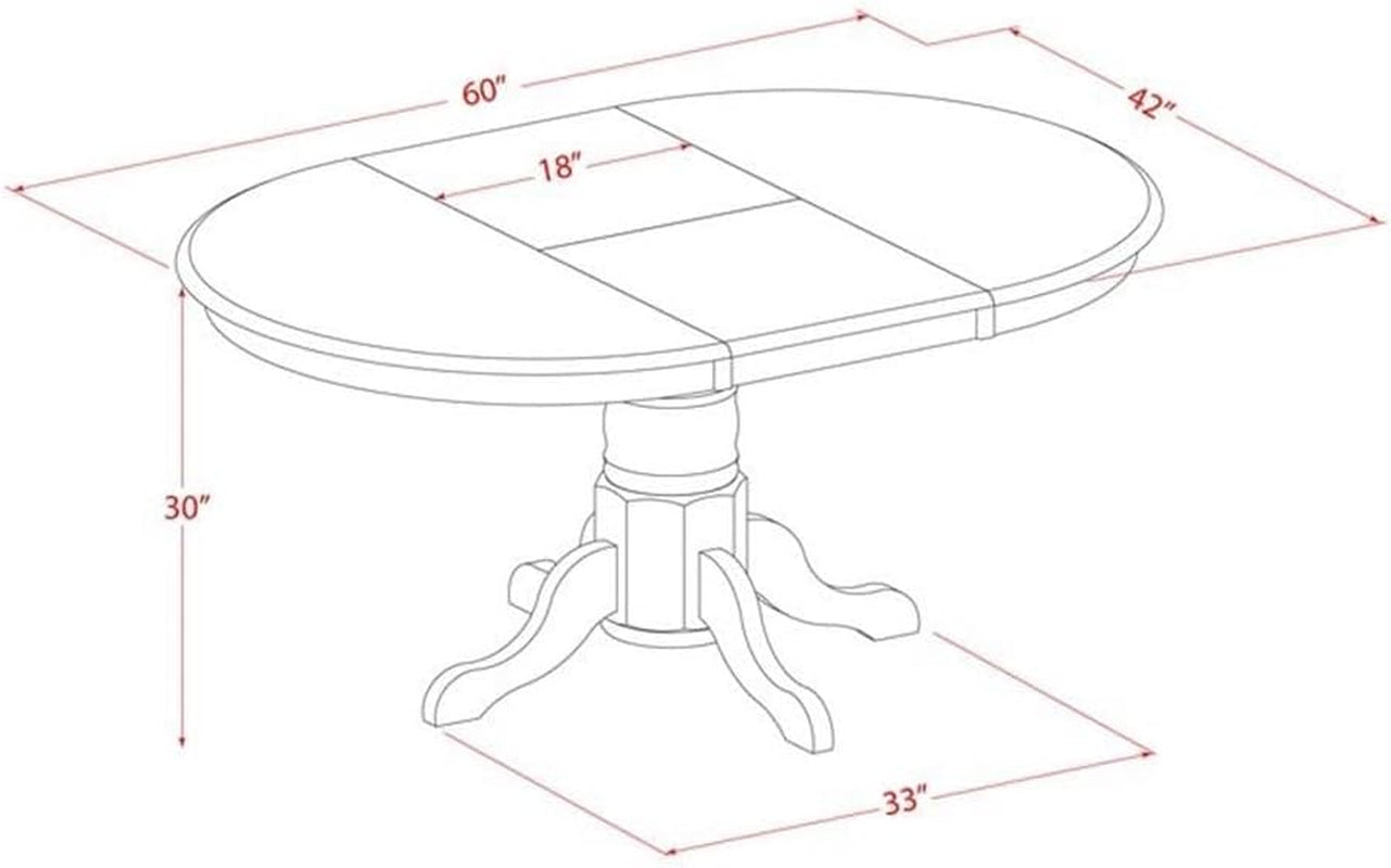 AVT-WHI-TP Avon Dining Table - an Oval Wooden Table Top with Butterfly Leaf & Pedestal Base, 42X60 Inch, Buttermilk & Cherry-2