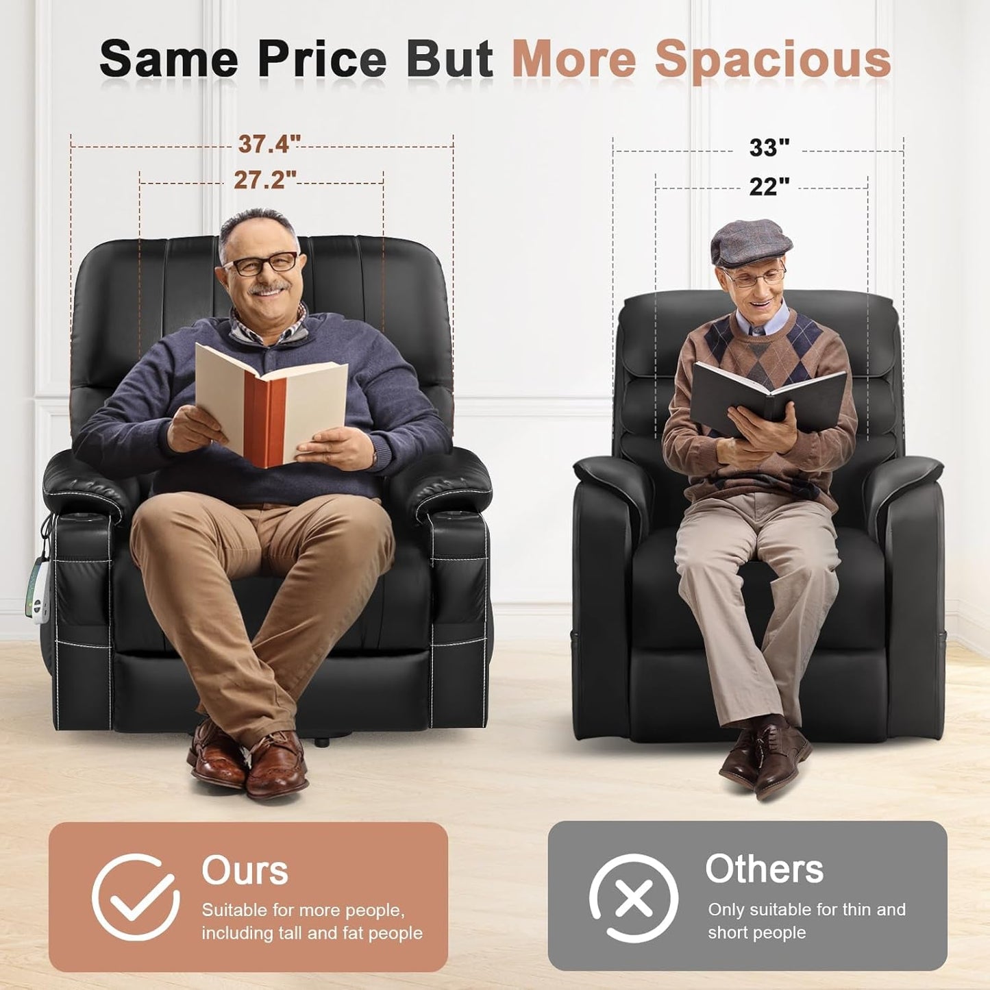 Large Lift Chair with Heat, Massage, & USB-4